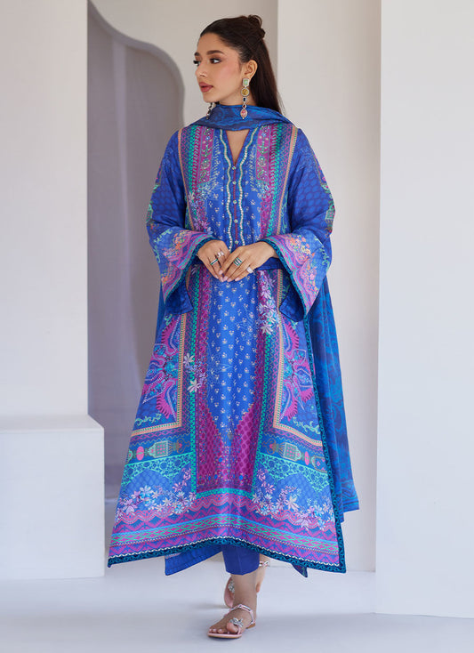 Revel Blue Shirt And Dupatta – Farah Talib Aziz Luxury Pret