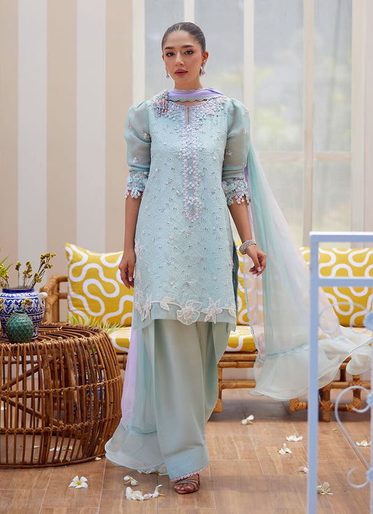 Noa Ice Blue Shirt and Dupatta – Farah Talib Aziz Luxury Pret
