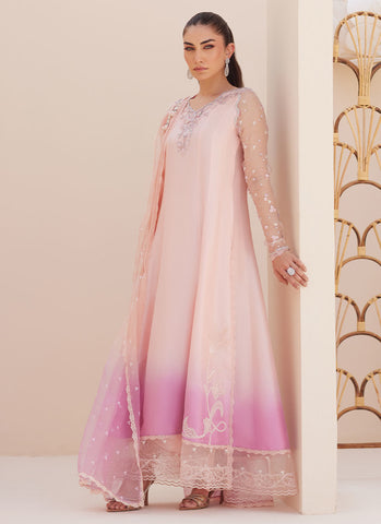 Deedee Pink Ombre Paneled Shirt and Dupatta - Farah Talib Aziz