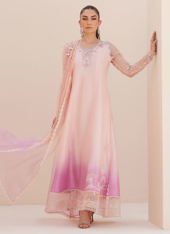 Deedee Pink Ombre Paneled Shirt and Dupatta - Farah Talib Aziz