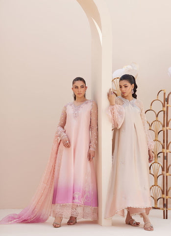 Deedee Pink Ombre Paneled Shirt and Dupatta - Farah Talib Aziz