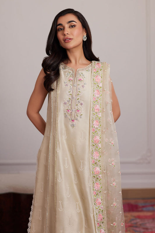 Everly Cream Shirt And Dupatta - Farah Talib Aziz