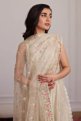 Everly Cream Shirt And Dupatta - Farah Talib Aziz