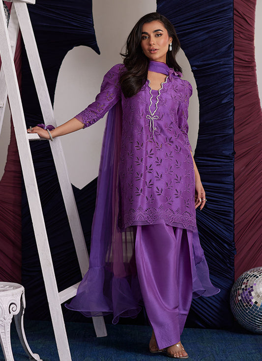 Illy Grape Shirt And Dupatta - Farah Talib Aziz