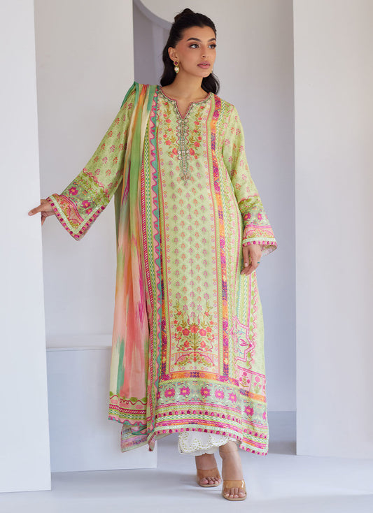 Vesper Kiwi Shirt And Dupatta – Farah Talib Aziz Luxury Pret