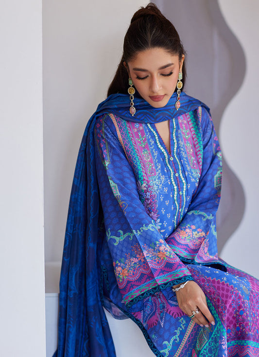 Revel Blue Shirt And Dupatta – Farah Talib Aziz Luxury Pret