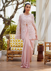 Cari Organza Cape and Pre-Drape Sari Skirt – Farah Talib Aziz Luxury Pret