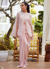 Cari Organza Cape and Pre-Drape Sari Skirt – Farah Talib Aziz Luxury Pret