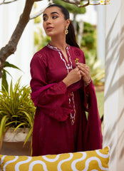 Aiko Burgundy Shirt and Dupatta – Farah Talib Aziz Luxury Pret